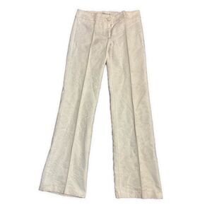 Blanco Women’s Solid White Floral Print Mid Rise Pants Medium